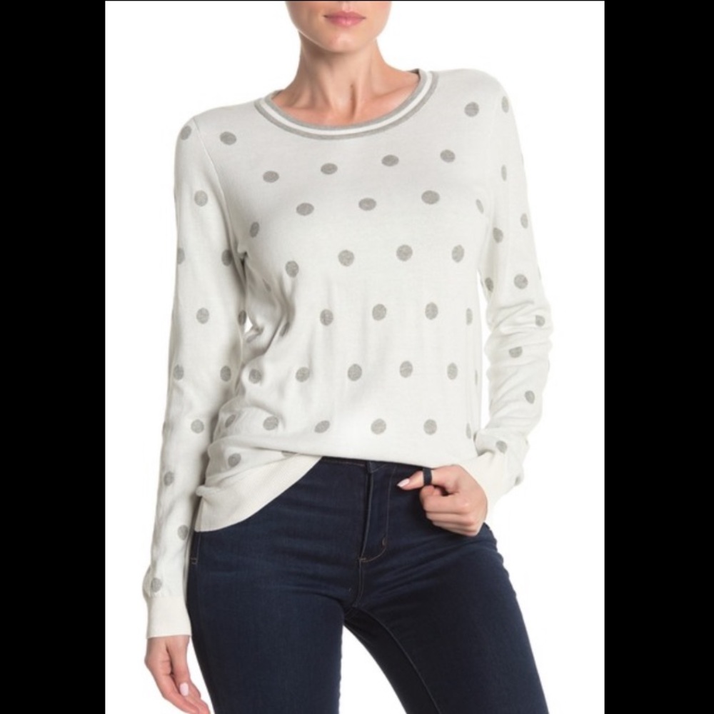 NWOT J Crew Polka Dot Crew Neck Pullover
